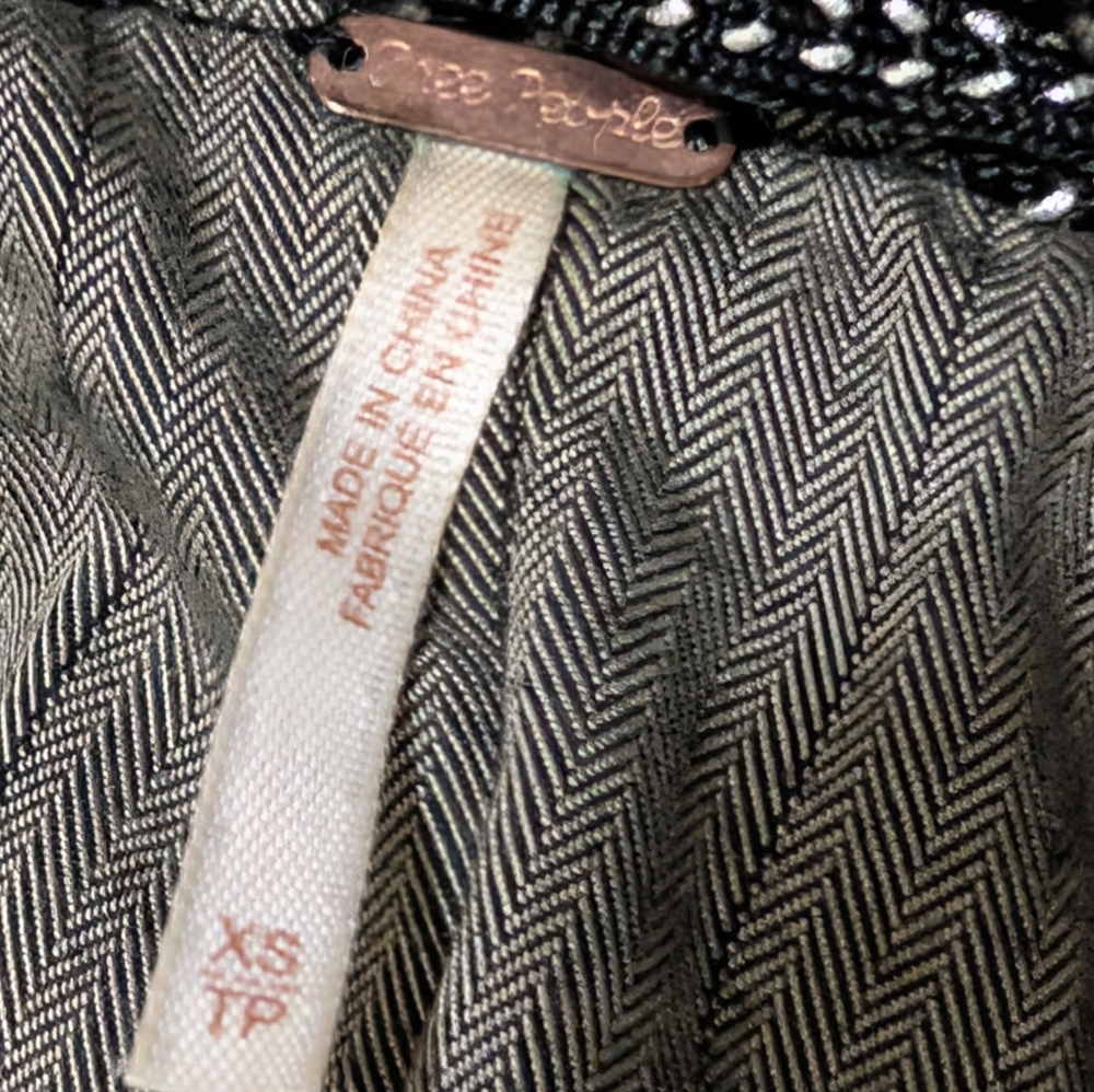 Free People Wool Blend Herringbone Tweed Grey Tuxedo Vest XS - Picture 9 of 12